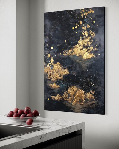 Quadro astratto oro - , nero